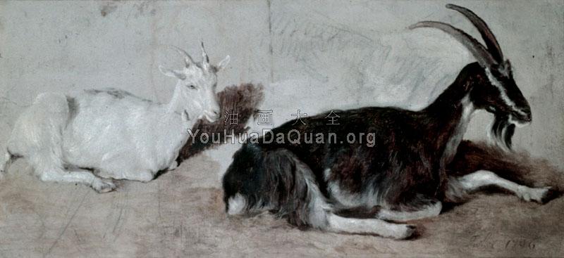 两只山羊 - 雅克·劳伦特·阿加斯